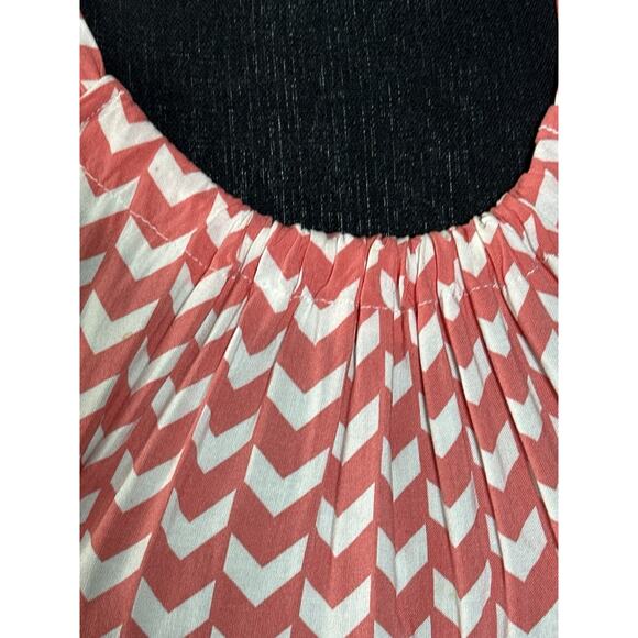 Women’s Summer Dress Orange White Chevron Pattern Slip On Dress Pockets Size (M) - Picture 7 of 16